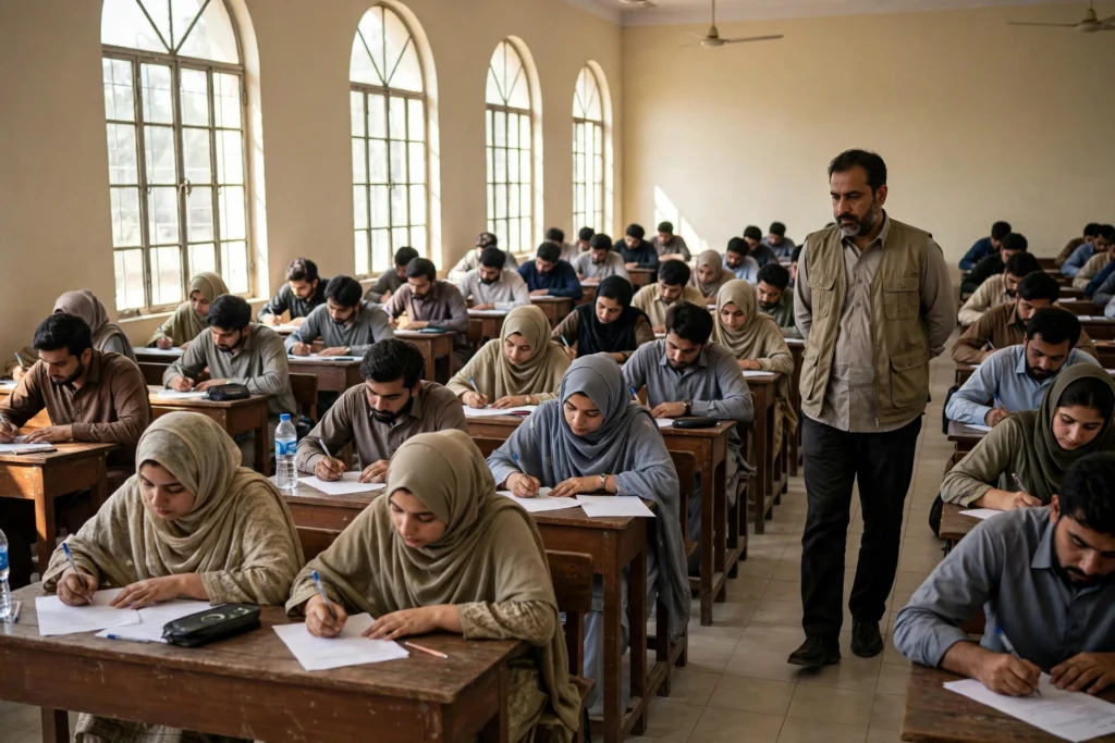 Candidates writing the PPSC written test in an examination hall
